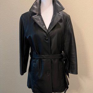 Juliet Michelle Black Leather Half Coat